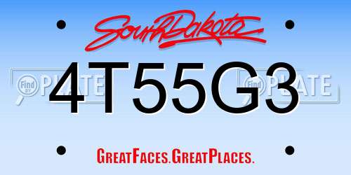 4T55G3 South Dakota License Plate