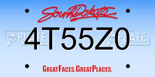 4T55Z0 South Dakota License Plate