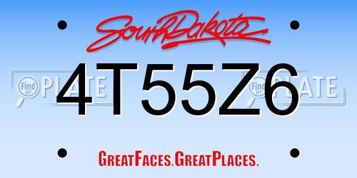 4T55Z6 South Dakota License Plate