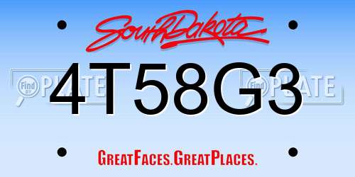 4T58G3 South Dakota License Plate
