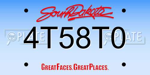 4T58T0 South Dakota License Plate