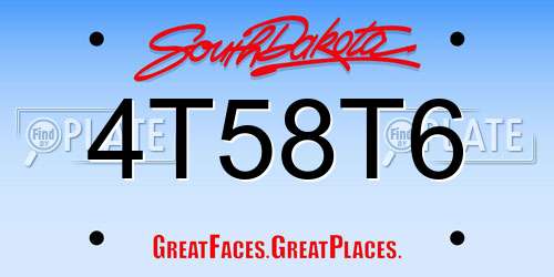 4T58T6 South Dakota License Plate