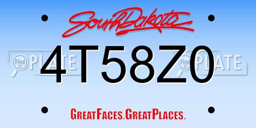 4T58Z0 South Dakota License Plate