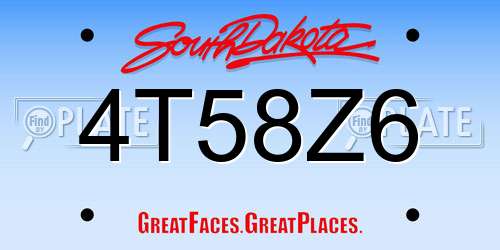 4T58Z6 South Dakota License Plate