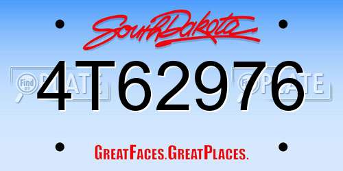 4T62976 South Dakota License Plate