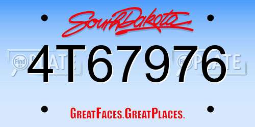 4T67976 South Dakota License Plate