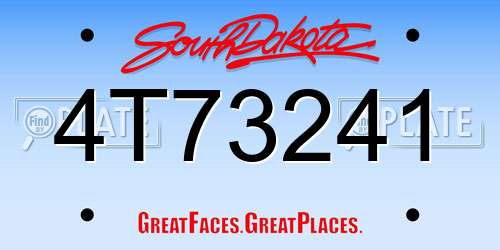 4T73241 South Dakota License Plate