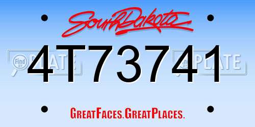 4T73741 South Dakota License Plate