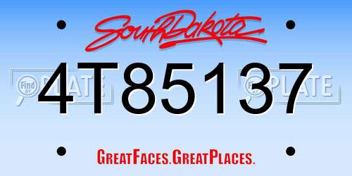 4T85137 South Dakota License Plate