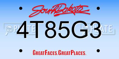 4T85G3 South Dakota License Plate