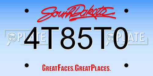 4T85T0 South Dakota License Plate