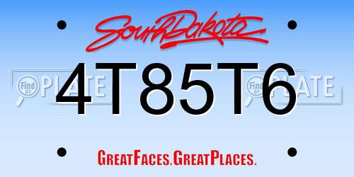 4T85T6 South Dakota License Plate
