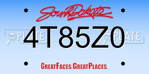 4T85Z0 South Dakota License Plate