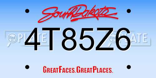 4T85Z6 South Dakota License Plate