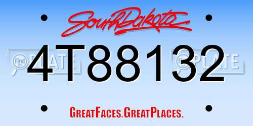 4T88132 South Dakota License Plate