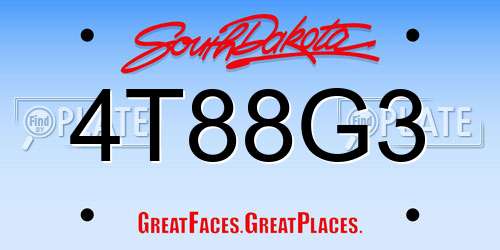 4T88G3 South Dakota License Plate