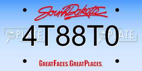 4T88T0 South Dakota License Plate
