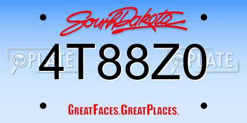 4T88Z0 South Dakota License Plate
