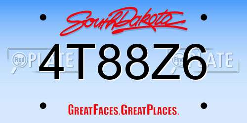 4T88Z6 South Dakota License Plate