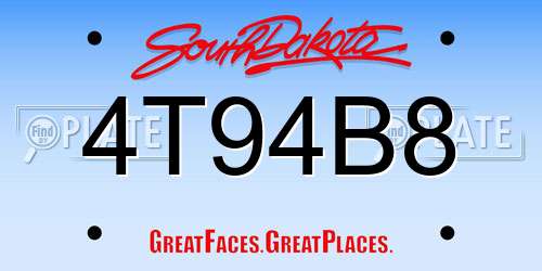 4T94B8 South Dakota License Plate