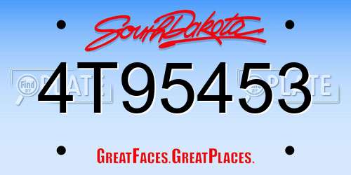 4T95453 South Dakota License Plate