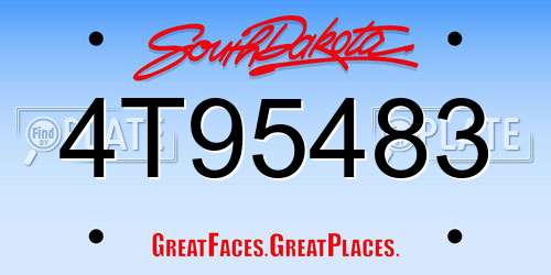 4T95483 South Dakota License Plate
