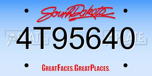 4T95640 South Dakota License Plate