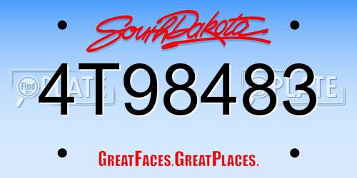 4T98483 South Dakota License Plate
