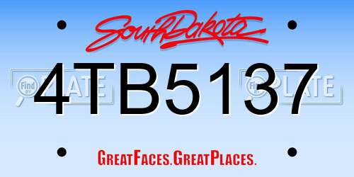4TB5137 South Dakota License Plate
