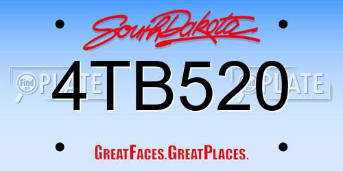 4TB520 South Dakota License Plate