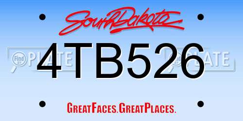 4TB526 South Dakota License Plate
