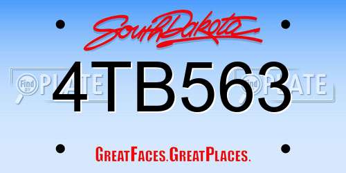 4TB563 South Dakota License Plate