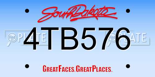 4TB576 South Dakota License Plate