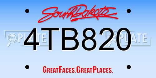 4TB820 South Dakota License Plate
