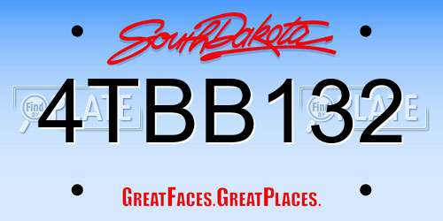 4TBB132 South Dakota License Plate