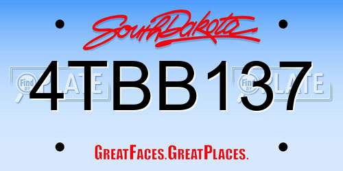 4TBB137 South Dakota License Plate