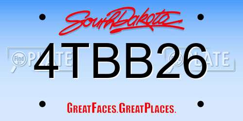 4TBB26 South Dakota License Plate