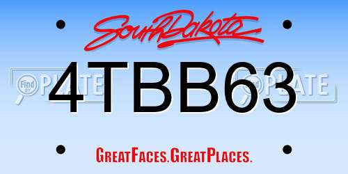 4TBB63 South Dakota License Plate