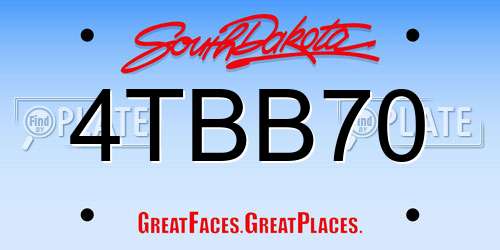 4TBB70 South Dakota License Plate