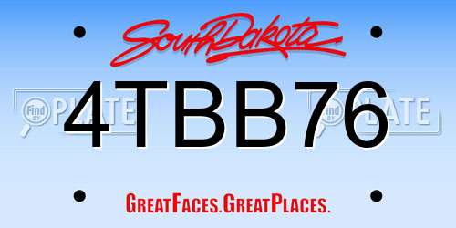 4TBB76 South Dakota License Plate