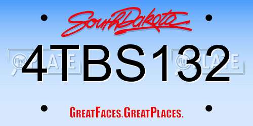 4TBS132 South Dakota License Plate