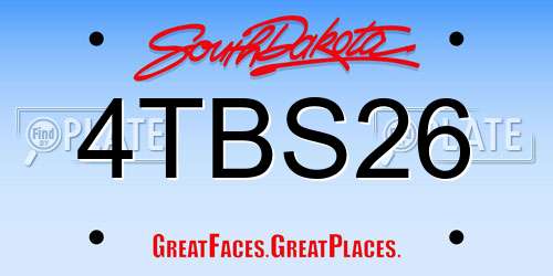 4TBS26 South Dakota License Plate