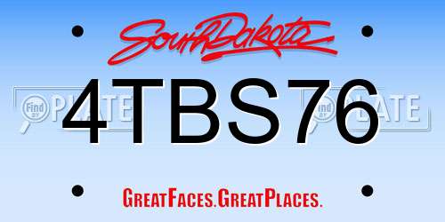 4TBS76 South Dakota License Plate