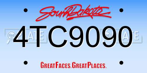 4TC9090 South Dakota License Plate