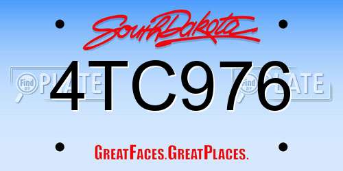 4TC976 South Dakota License Plate
