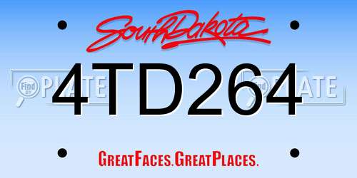 4TD264 South Dakota License Plate