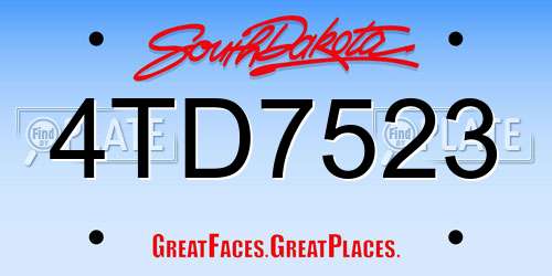 4TD7523 South Dakota License Plate
