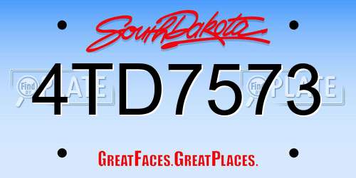 4TD7573 South Dakota License Plate