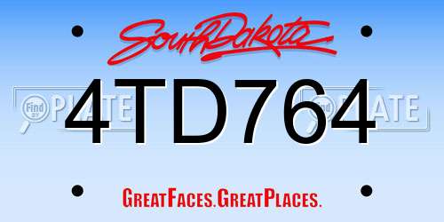 4TD764 South Dakota License Plate