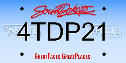 4TDP21 South Dakota License Plate